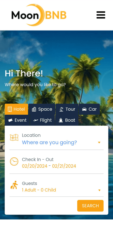 Airbnb Clone home page screen