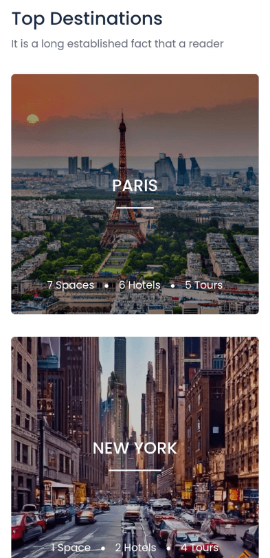 Airbnb clone top destination screen