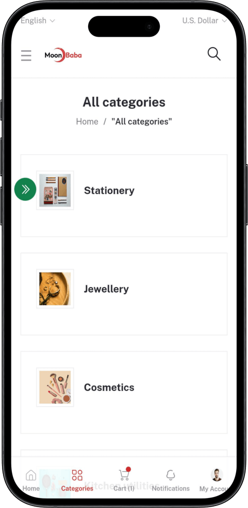 alibaba clone product categories screen