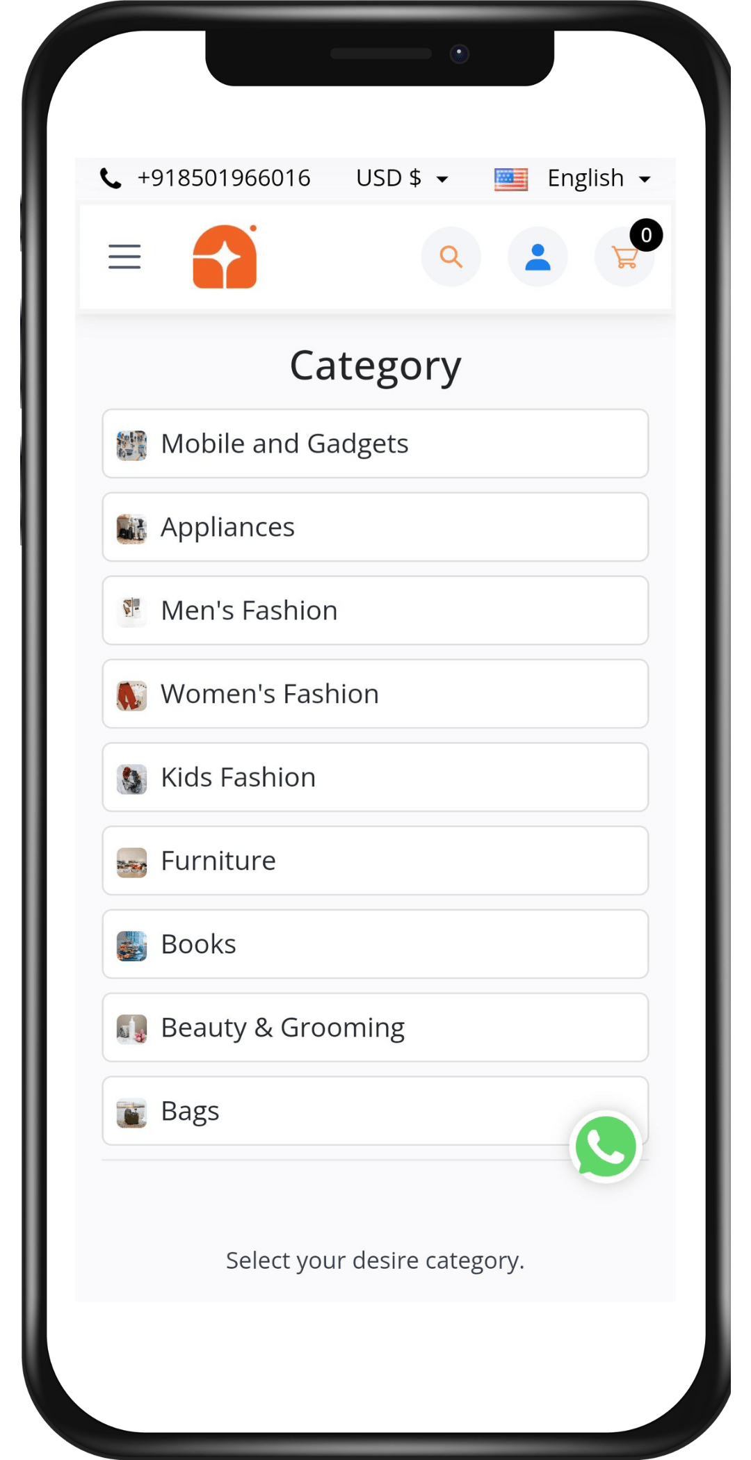 Amazon Clone category Screen