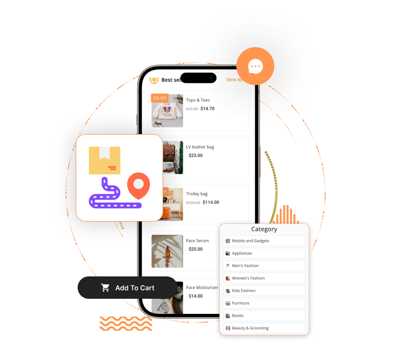 Amazon clone product listing and categories screen