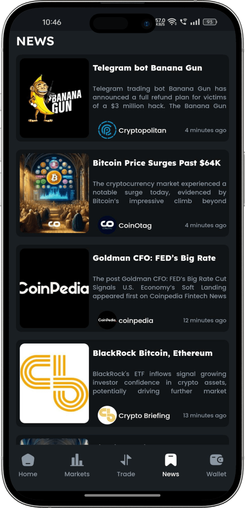 Binance clone news screen