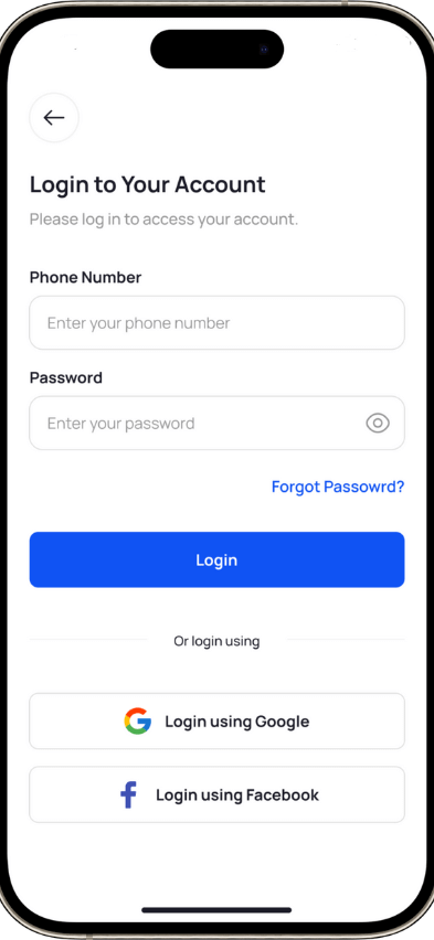 Boat Rental Script new login screen