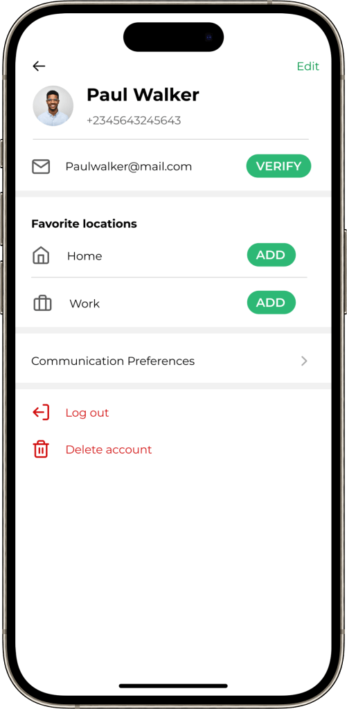 Bolt Clone User Account Management Screen