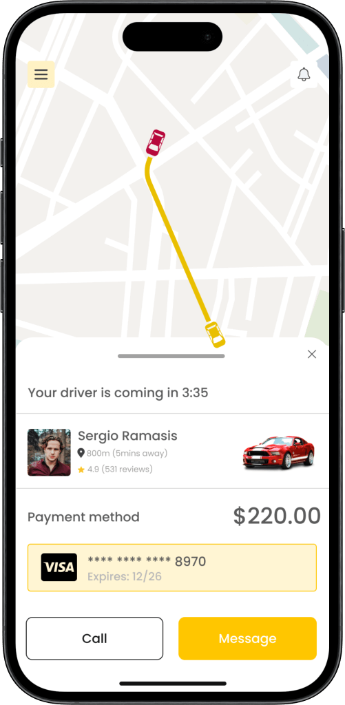 Book a ride lyft clone app screen