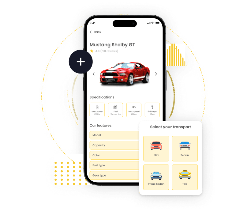 Book your favourote ride app screen