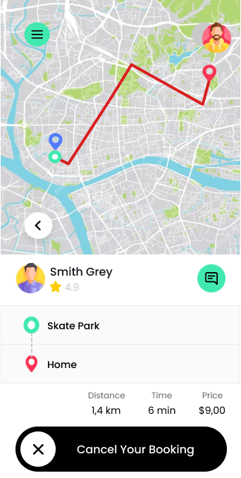 Careem clone driver selection screen