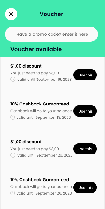 Careem clone offer voucher screen
