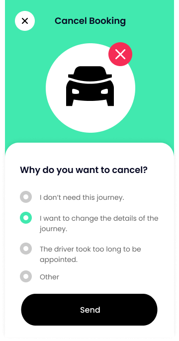 Careem clone ride cancellation screen