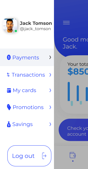 Cash App Clone User Menu Screen