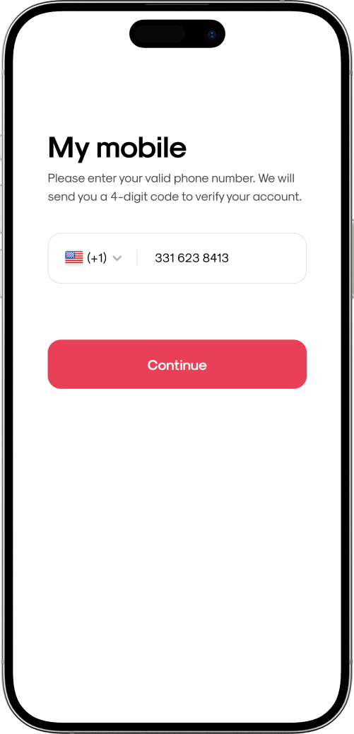 Dating app login screen