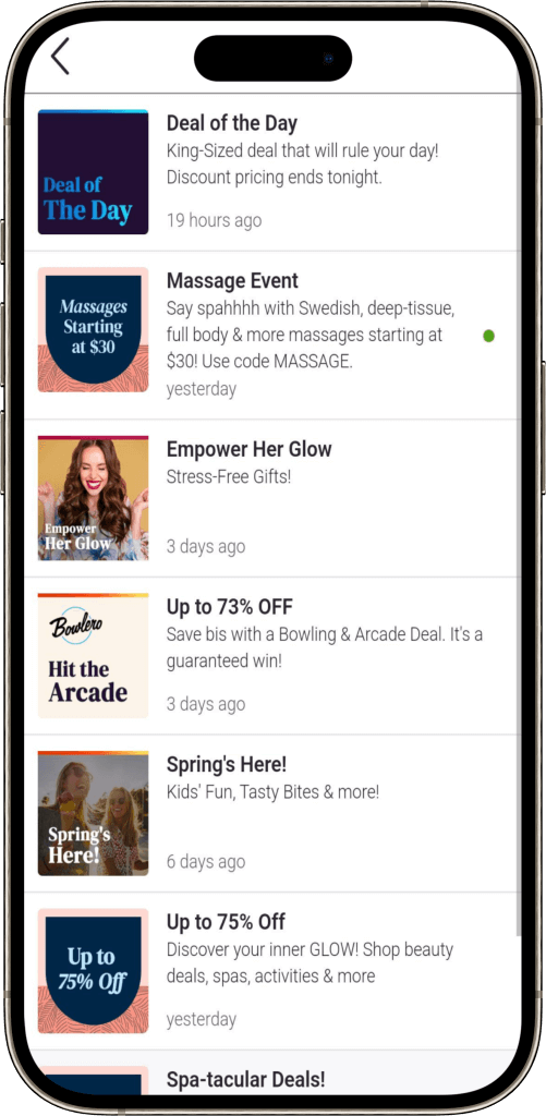 deals and offers screen