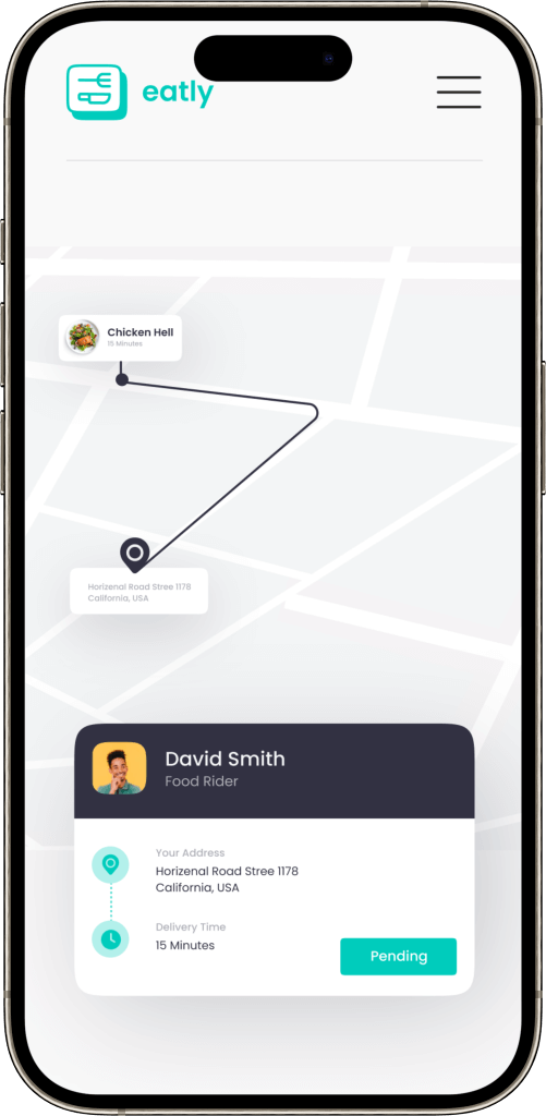 Deliveroo Clone Pick-up and Delivery Tracking Screen