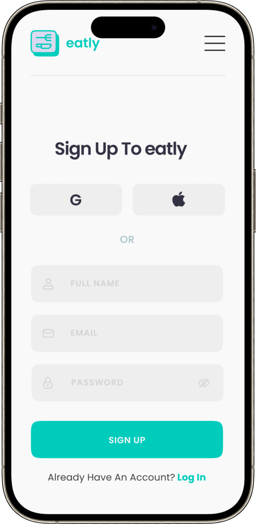 Deliveroo Clone Sign Up Screen