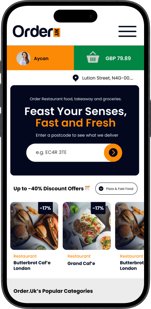 Doordash clone home screen