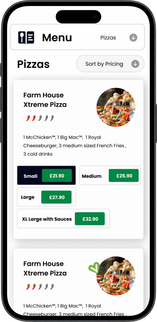 Doordash clone menu screen