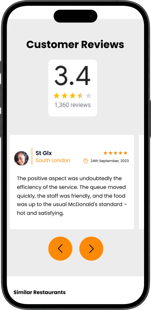 Doordash clone reviews screen