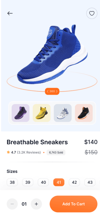 Ebay clone add to cart screen