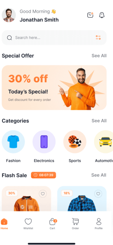 Ebay clone home screen