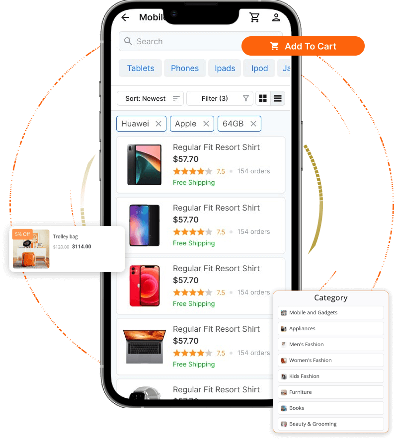 Electronic items app screen