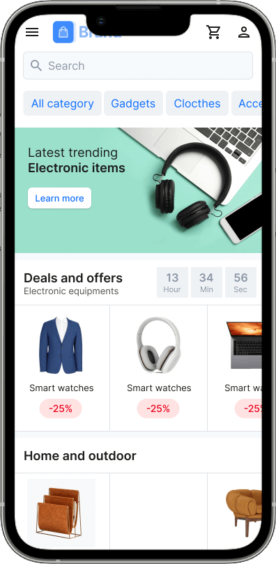 Etsy clone product categories screen