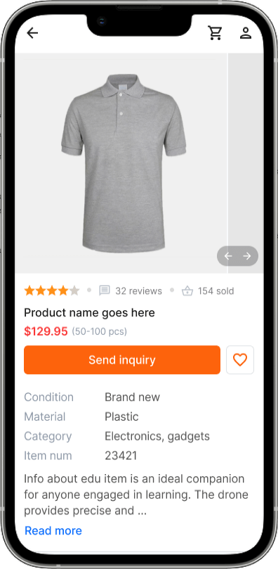 Etsy clone product details app screen