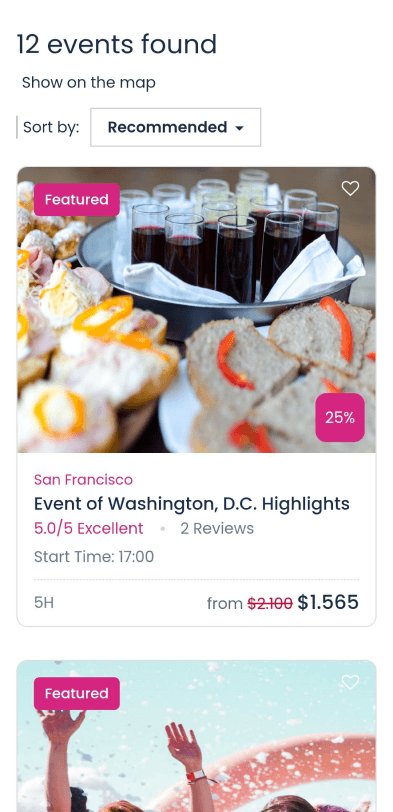Events search app screen