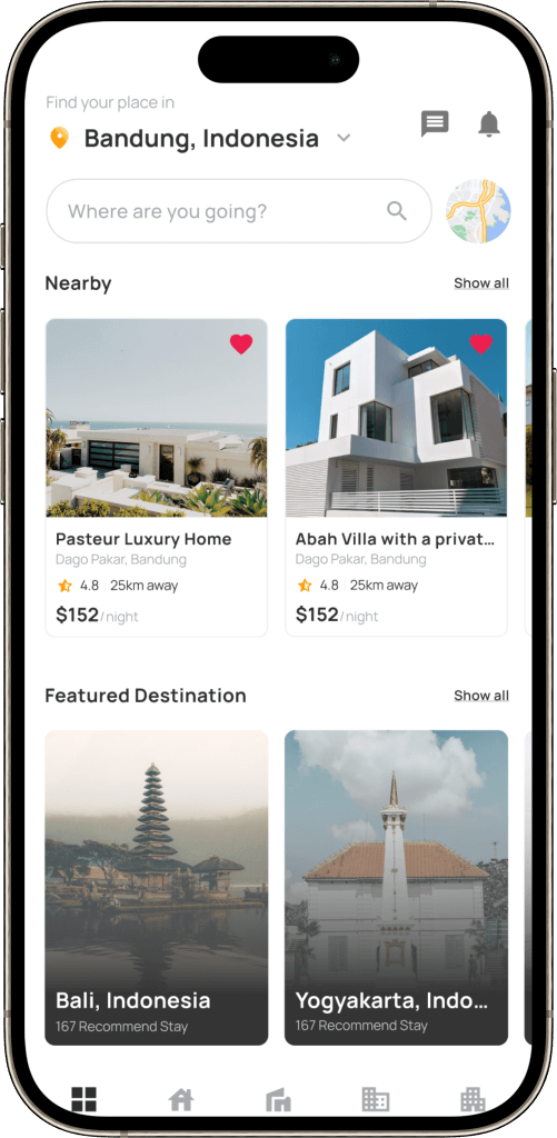 Expedia clone listing screen