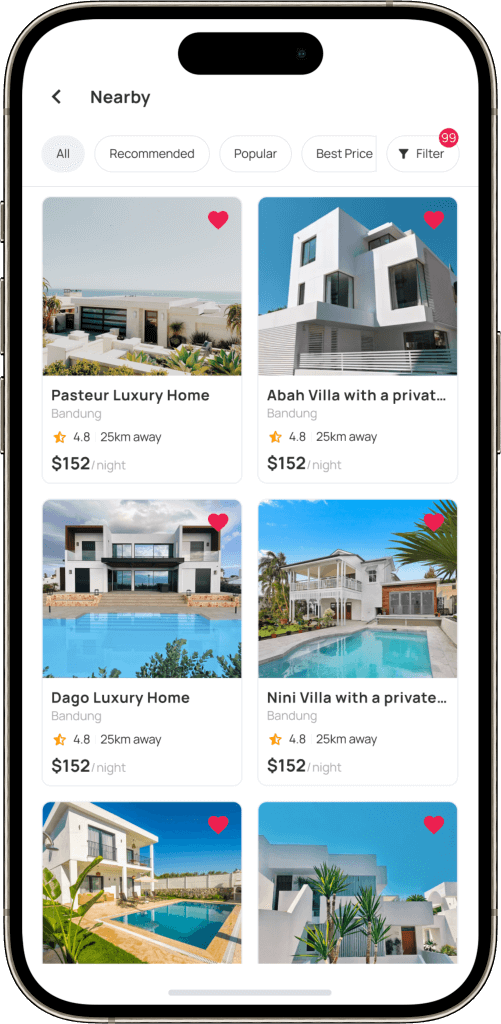 Expedia Clone Nearby location screen