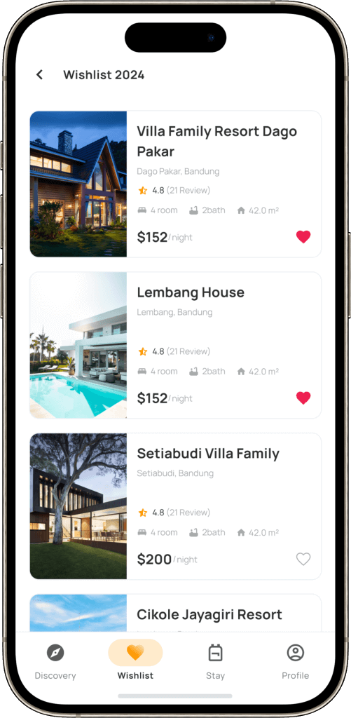 Expedia clone wishlist screen