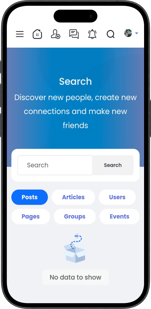 Facebook clone home page screen