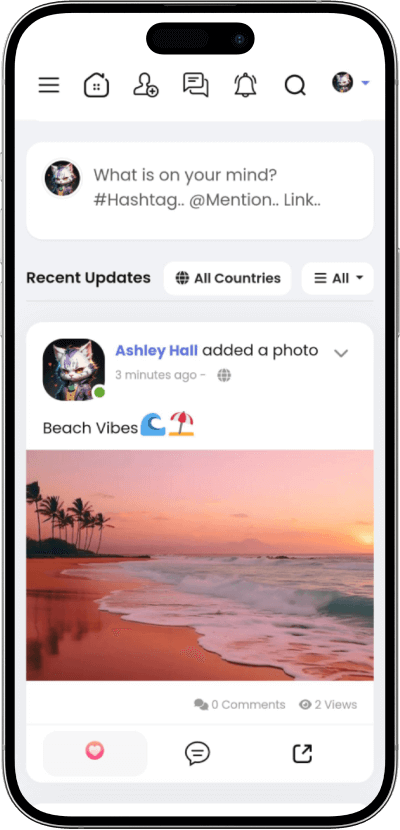 Facebook clone post and interaction screen