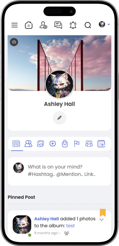 Facebook clone user profile screen
