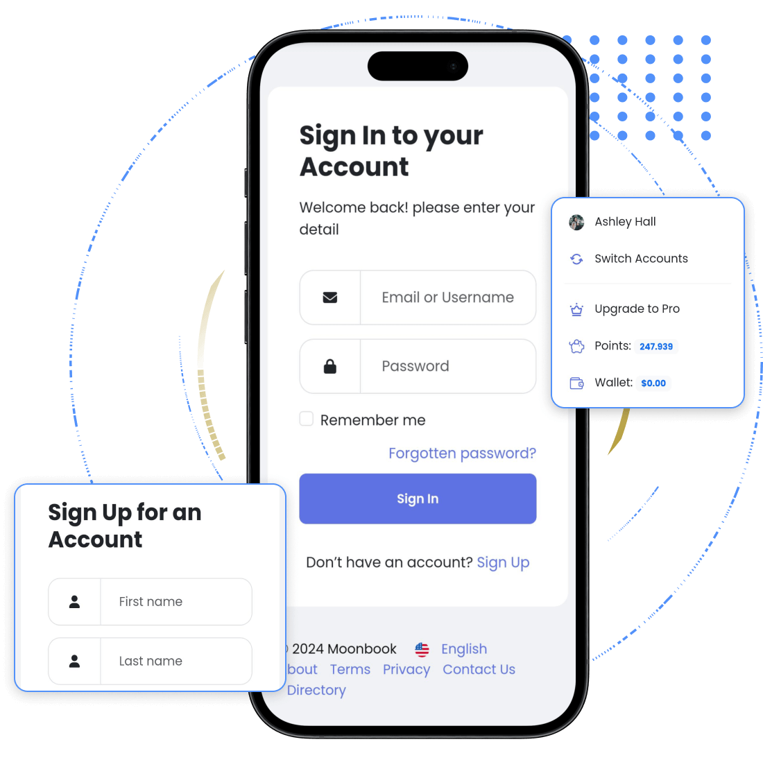 Facebook clone user sign in screen