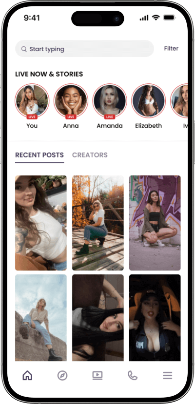 Fancentro clone recent posts screen