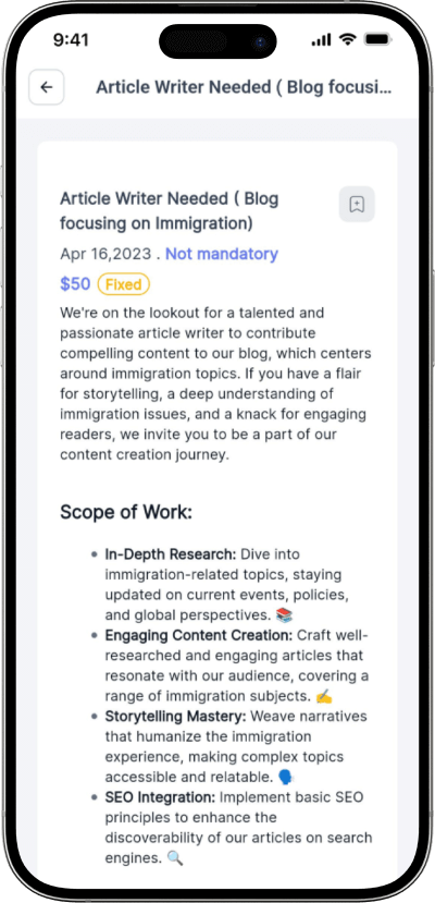 Fiverr clone job details screen