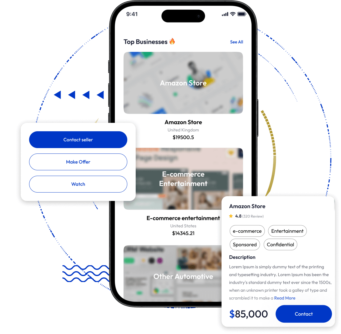 Flippa clone top business listing screen