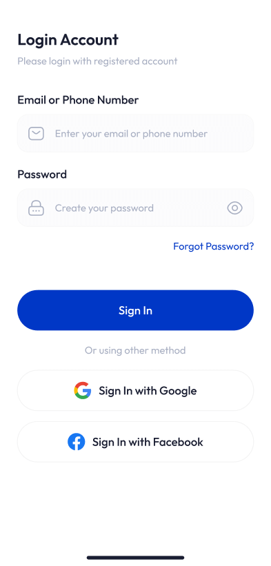 Flippa clone user login screen