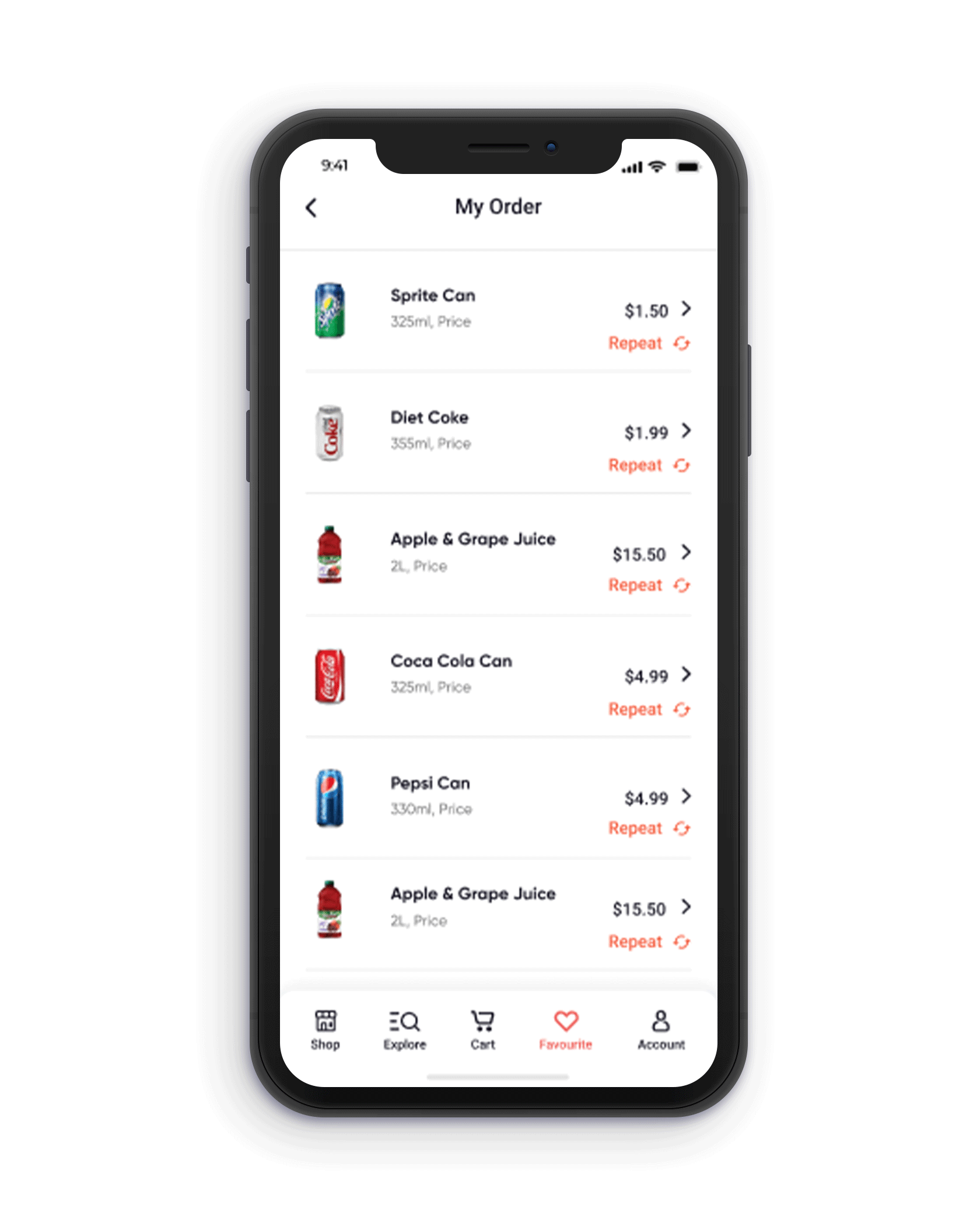 Quick Order Repeat or Reorder
