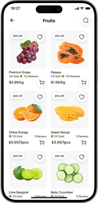 FreshDirect clone buy fruits screen