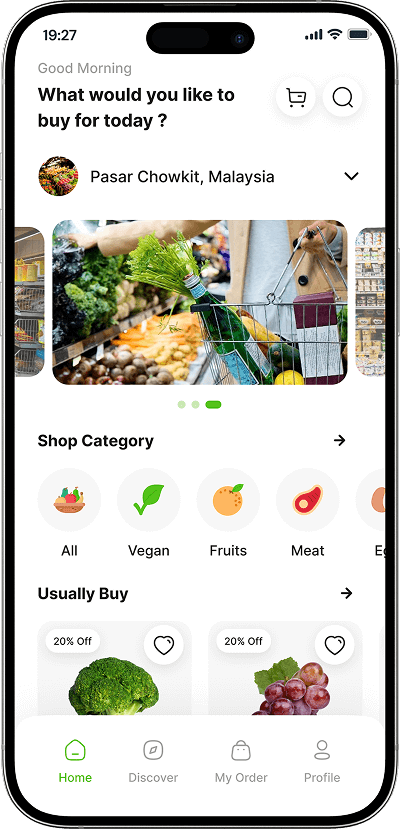 FreshDirect clone Home screen