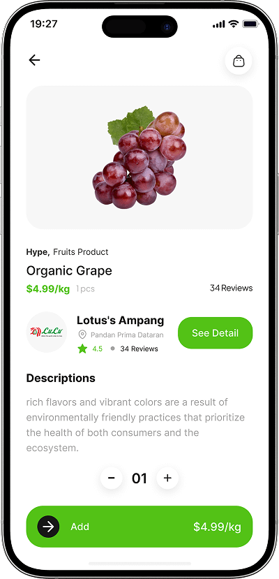 FreshDirect clone item details screen