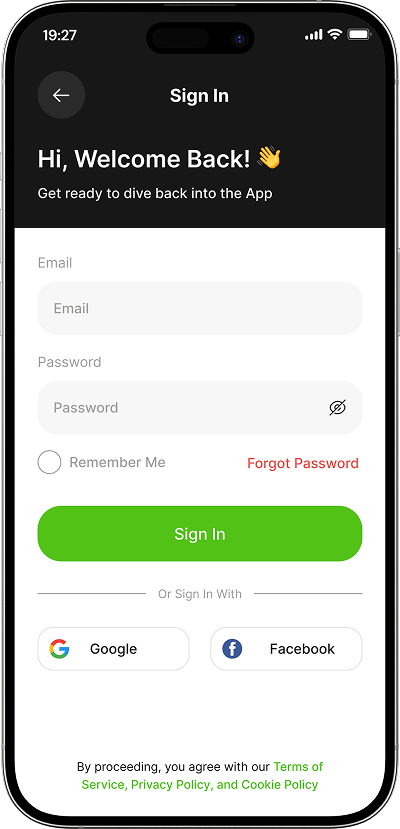 FreshDirect clone login screen