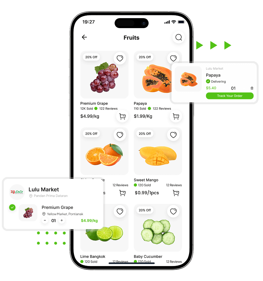 FreshDirect Clone quantity selection and grocery item selection feature
