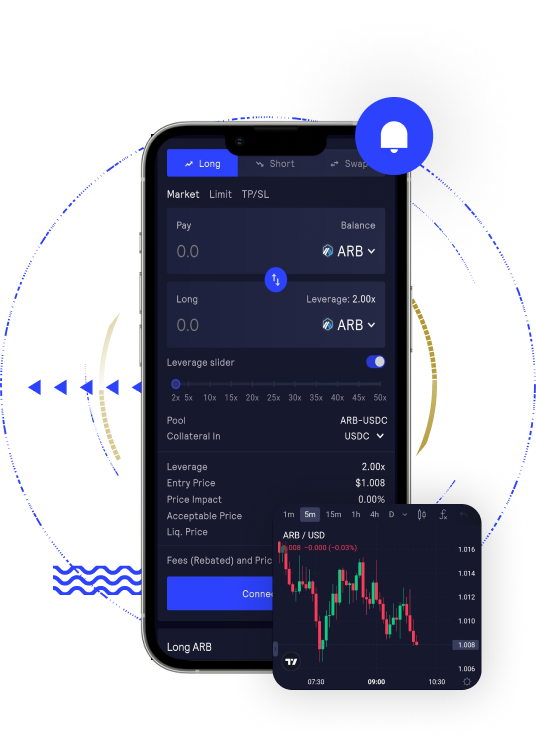 GMX clone cryptocurrency details screen