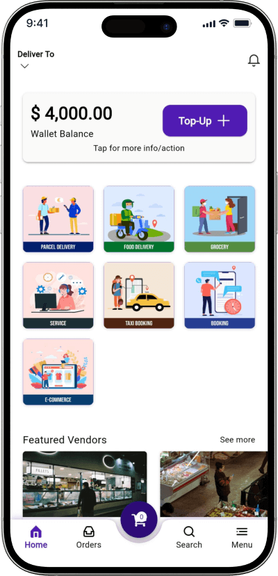 Gojek clone homescreen