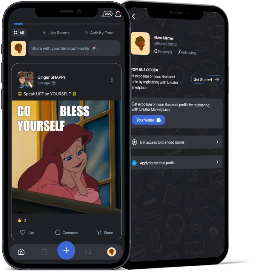 Clubhouse Clone news feed screen