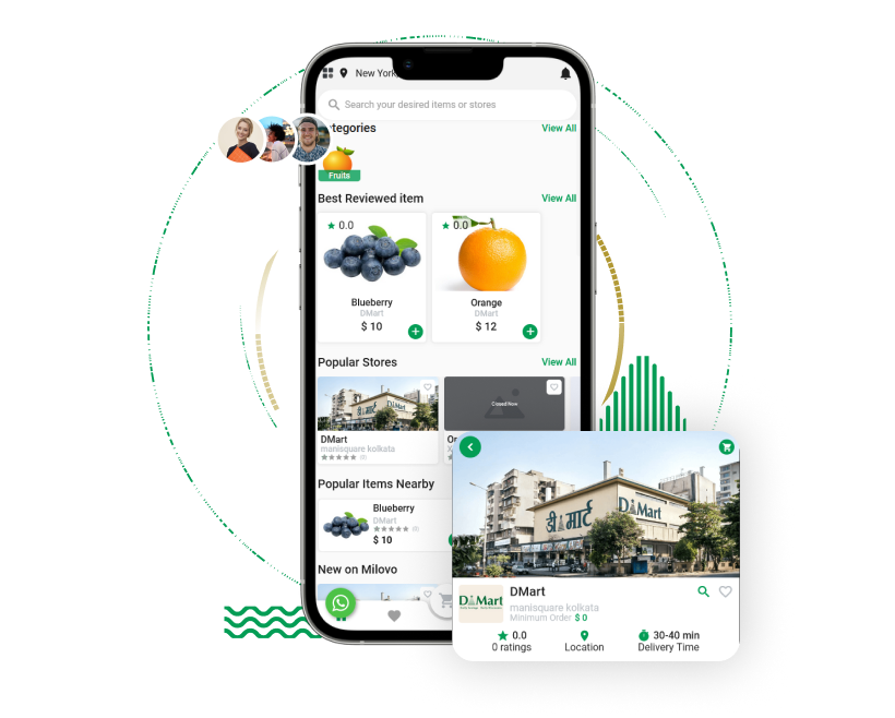 Glovo clone Order categories app screen