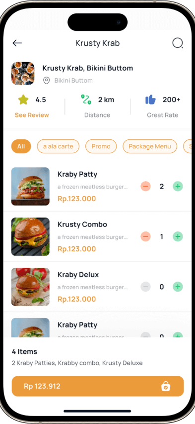 GrubHub Clone cart screen