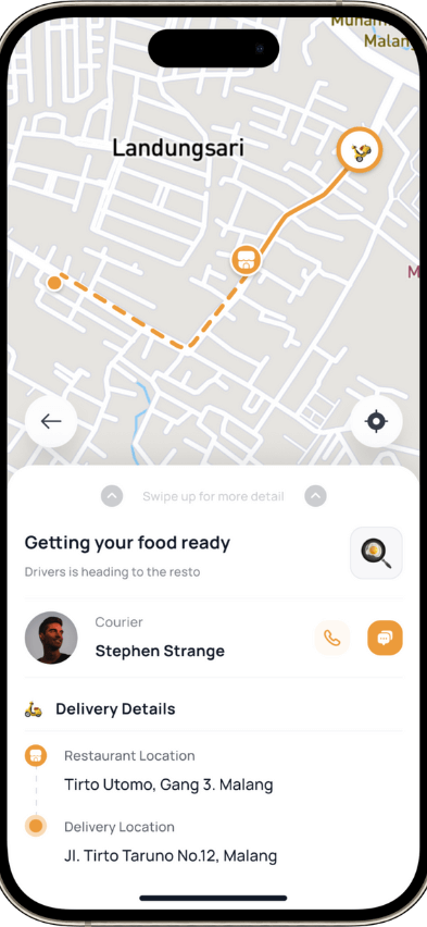 GrubHub Clone delivery map screen